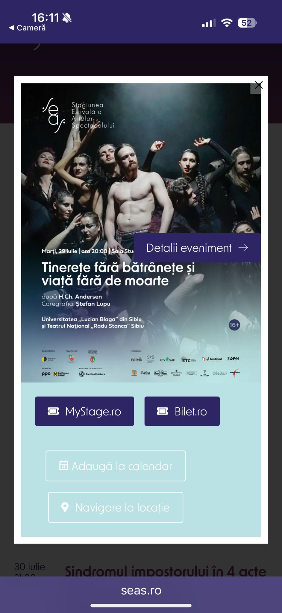 spectacolul „Tinerețe fără bătrânețe și viață fără de moarte” la Stagiunea Estivală a Artelor Spectacolului Constanța – Ediția 4