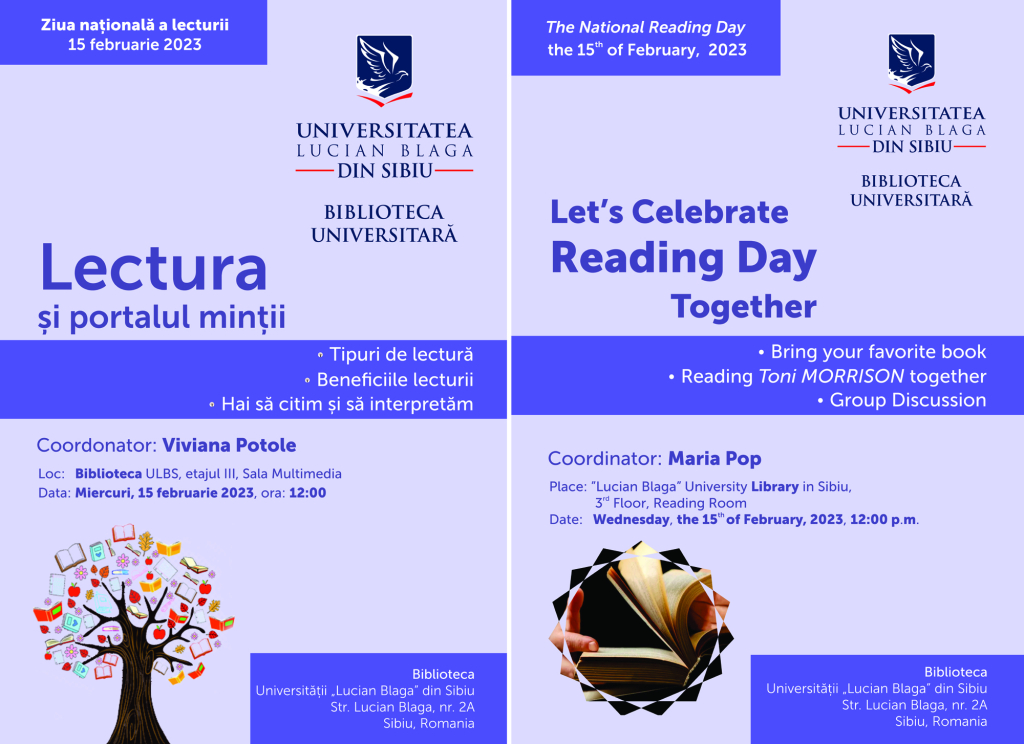 Ziua națională a lecturii la Biblioteca Universității “Lucian Blaga” din Sibiu Ziua națională a lecturii la Biblioteca Universității “Lucian Blaga” din Sibiu