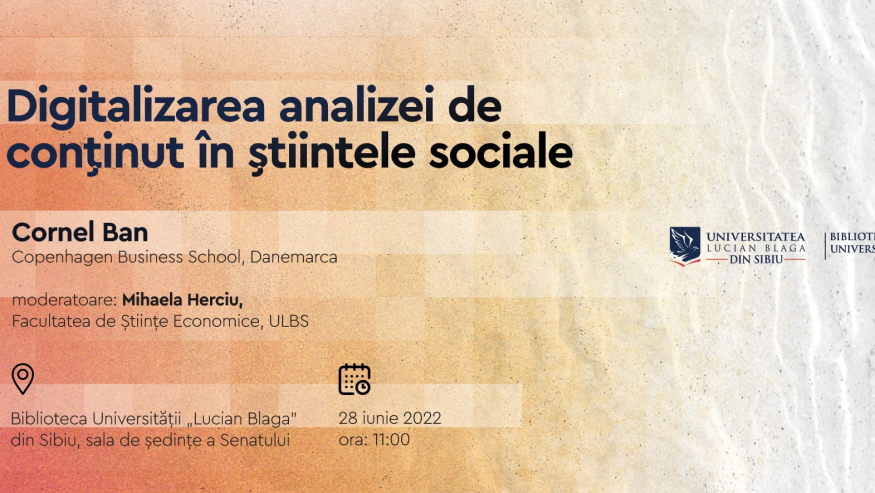 Conferința ”Digitalizarea analizei de conținut în științele sociale” la Biblioteca ULBS