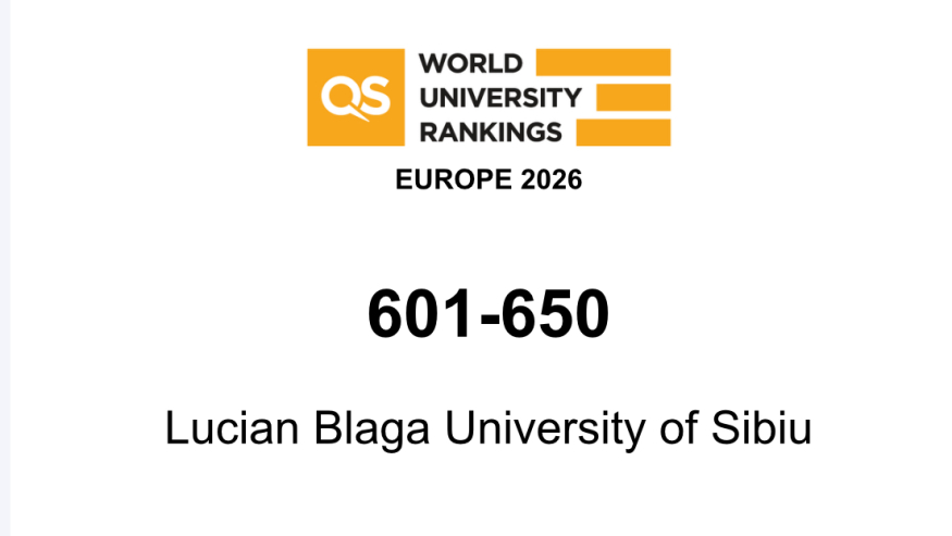 Universitatea „Lucian Blaga” din Sibiu, prezentă în cel mai nou clasament QS World University Rankings: Europa 2026.