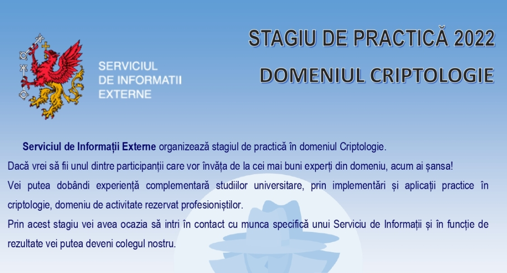 Serviciul de Informații Externe organizează stagiu de practică în domeniul criptologie