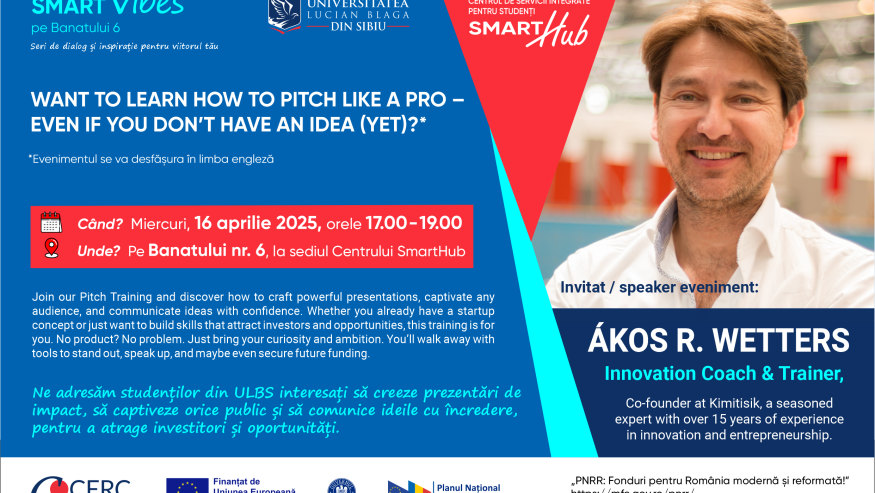 Ákos R. Wetters, Innovation Coach & Trainer, invitat la SmartHub pe 16 aprilie
