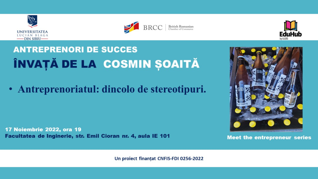 Antreprenori de succes. Învață de la Cosmin Soaita