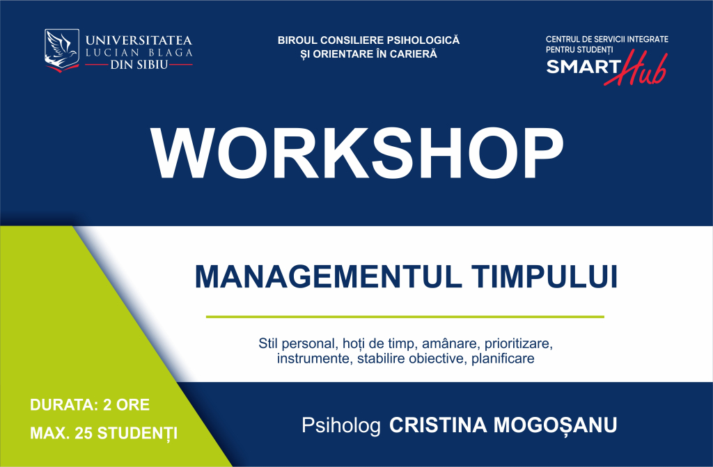 SmartHub – Workshop “Managementul timpului”