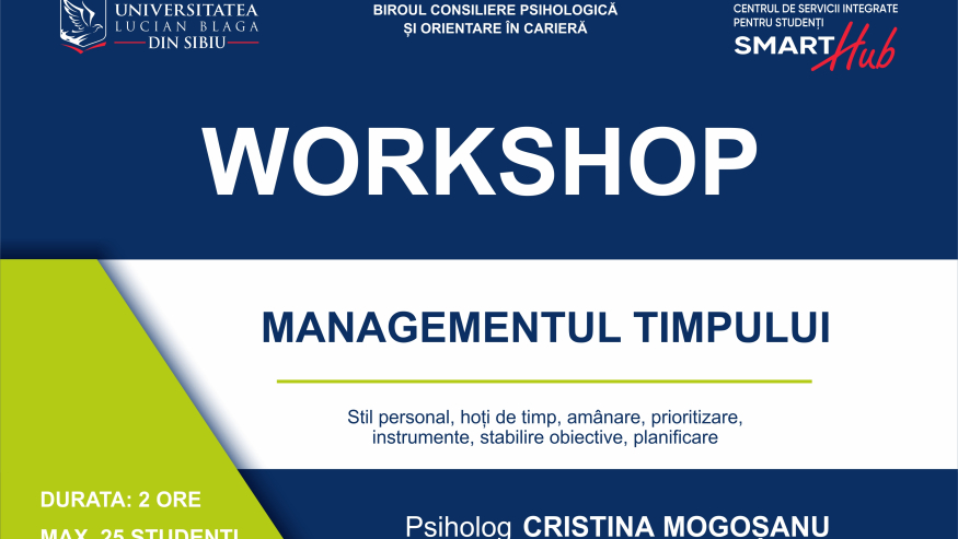 SmartHub – Workshop “Managementul timpului”