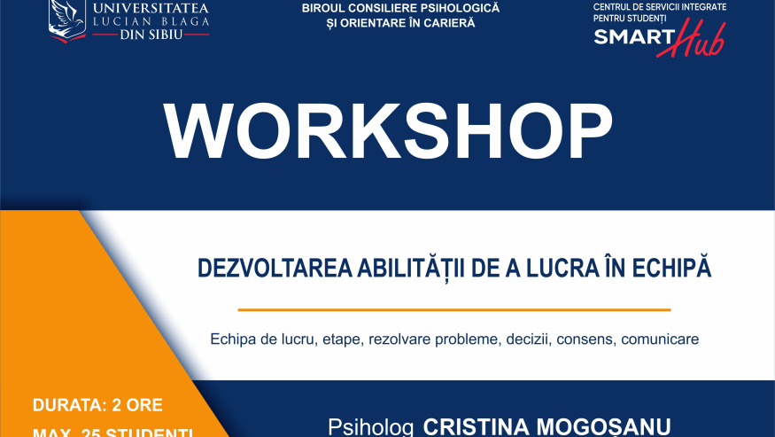 Workshop – ”Dezvoltarea abilității de lucru în echipă”