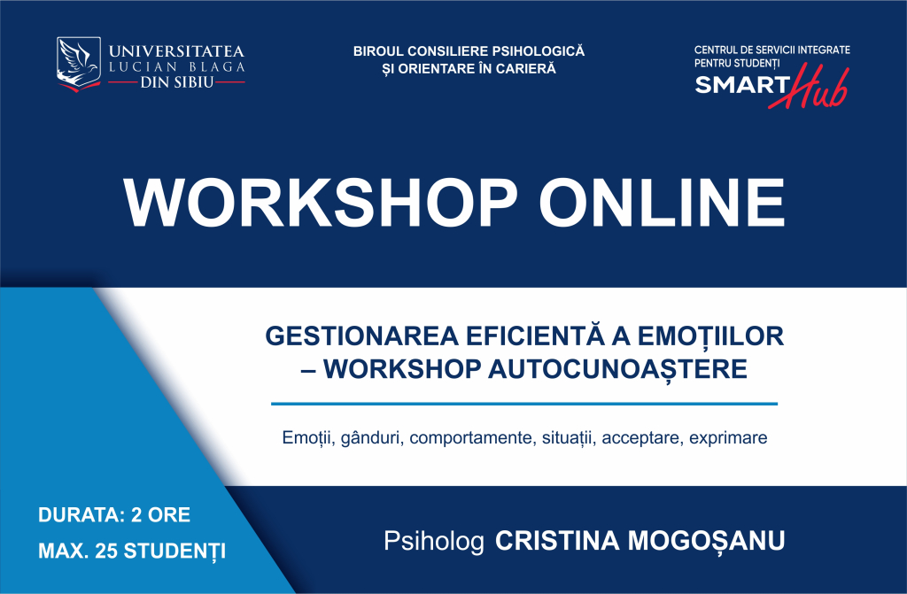 SmartHub derulează workshopul online: Gestionarea eficientă a emoțiilor SmartHub derulează workshopul online: Gestionarea eficientă a emoțiilor