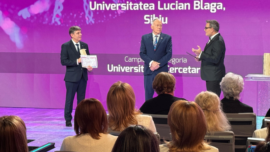 ULBS, premiată în cadrul Galei Dezvoltării Durabile difuzate la TVR 1