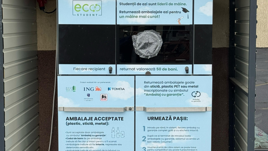 Universitatea “Lucian Blaga” din Sibiu instalează în spațiul propriu primul automat de preluare a  ambalajelor utilizate